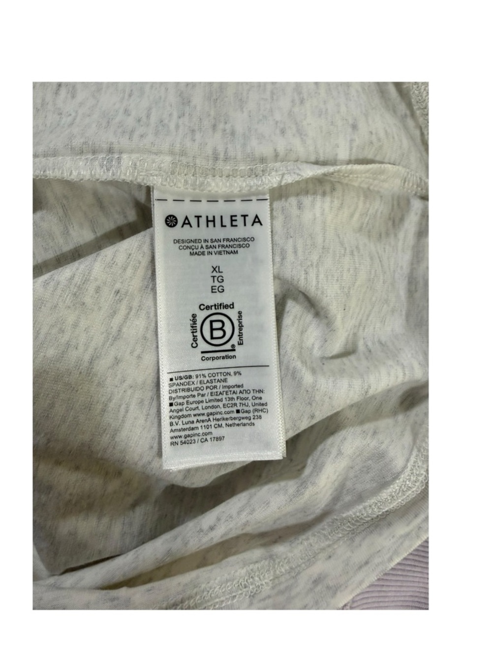 Athleta Essential V-Neck Tee Fog Grey Heather SUPIMA Cotton XL NWT - Picture 5 of 5